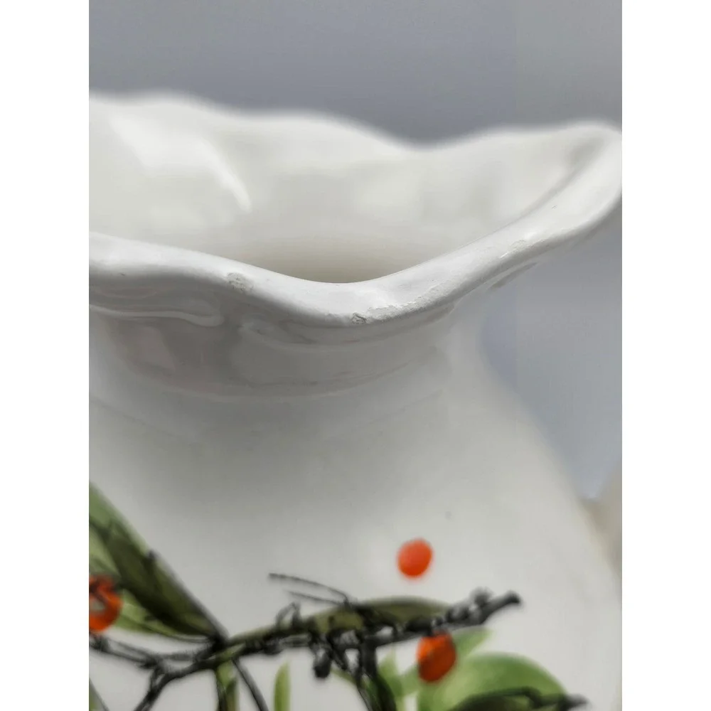 Counterpoint‎ syrup Pitcher drip Bowl Set japan Excellent Hand Painted Oranges,